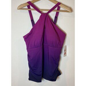 NWT Lands' End Tankini Top Bathing Suit Swim Purple Ombre 1X 16W 18W New